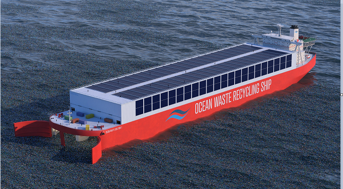 Das projektierte „Ocean Waste Recycling Ship“
